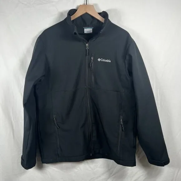 Mens COLUMBIA Black Full Zip Pockets Fleece Lined Jacket Coat US Size L - Picture 1 of 6